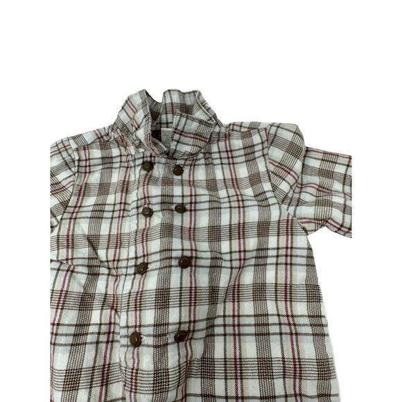 Janie and Jack Plaid One Piece Outfit 100% Cotton Button Front Baby 6-12 Months - Picture 2 of 6